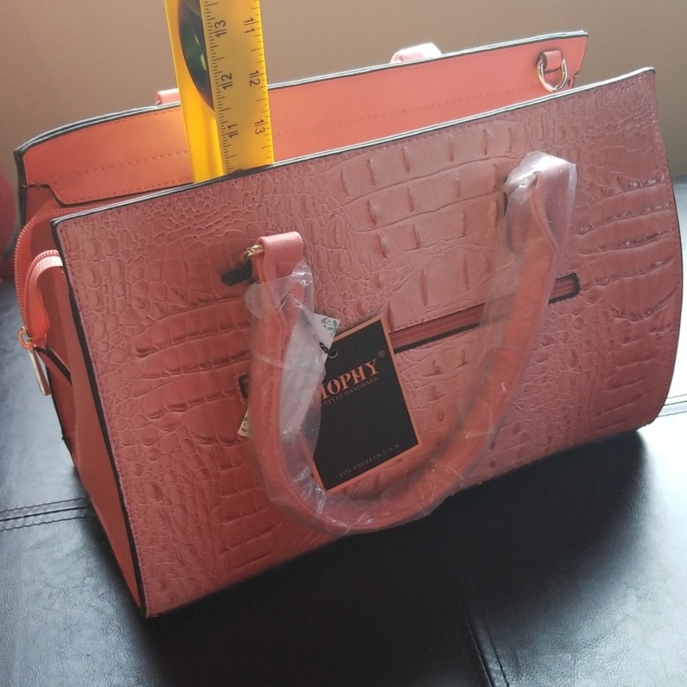 Salmon Faux Gator Purse